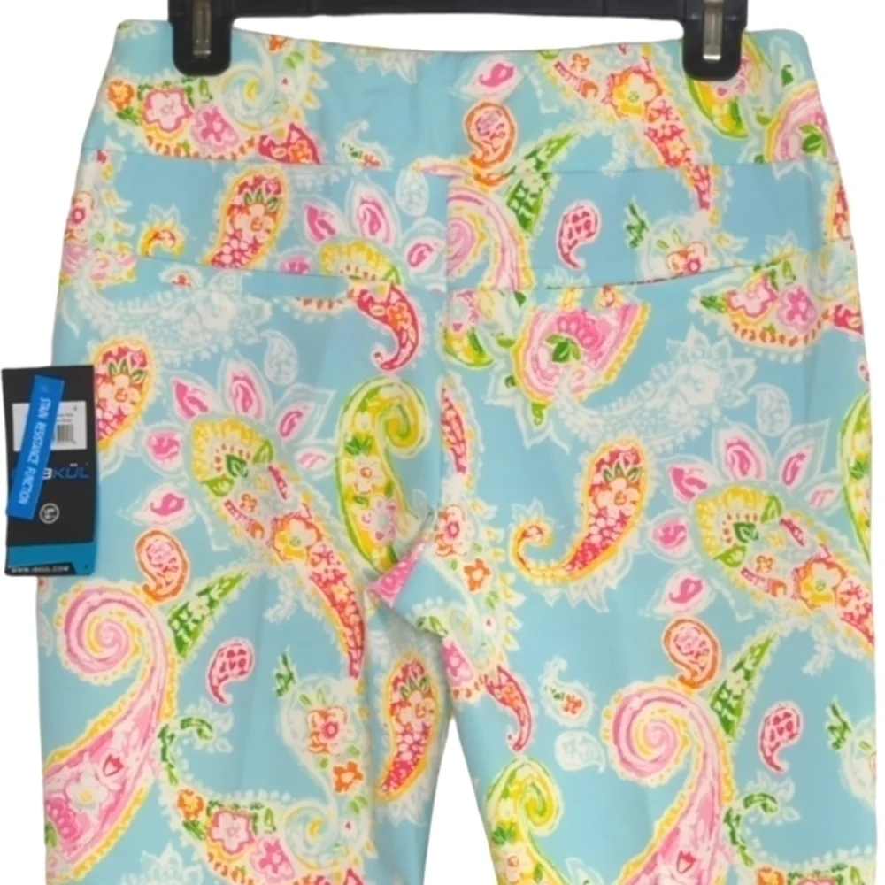 Ikbul UPF 50+ Sharon Seafoam Paisley Floral Golf Outdoors Ankle Pants NWT 4 - Picture 2 of 16